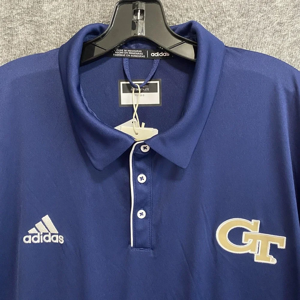 Georgia Tech Yellow Jackets Polo Shirt Mens 3XL Blue Adidas Team Issue NCAA NWT‎